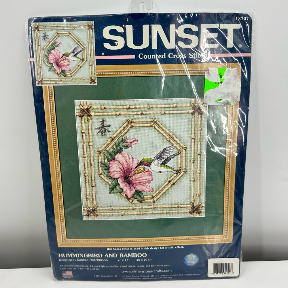 Sunset Hummingbird and Bamboo Counted Cross Stitch Kit 13707